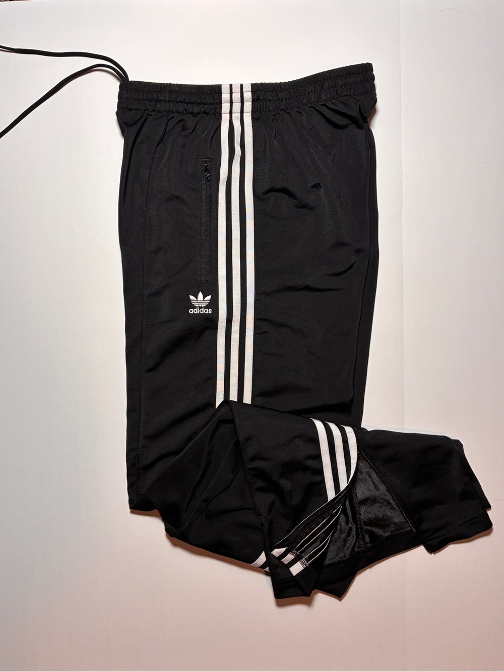 Adidas Original Firebird Black/White Trackpants w/ Zip Up Detail